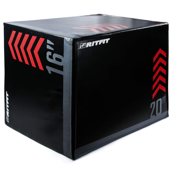 RitFit 3 in 1 Extra Firm Soft Plyo Box Foam Plyometric Box-30”x24”x20”-20"x18"x16" Heavy Duty High Density Foam Jumping Box 3 Sizes with PVC Cover,Platform for Home Gym Fitness, 440lb Weight Capacity