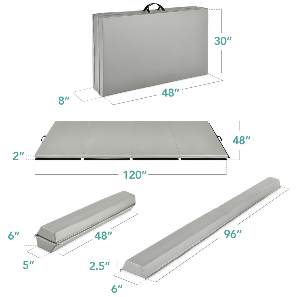 Best Choice Products 10ftx4ftx2in Folding Gym Mat 4-Panel Exercise Gymnastics Aerobics Workout Fitness Floor Mats w/Carrying Handles