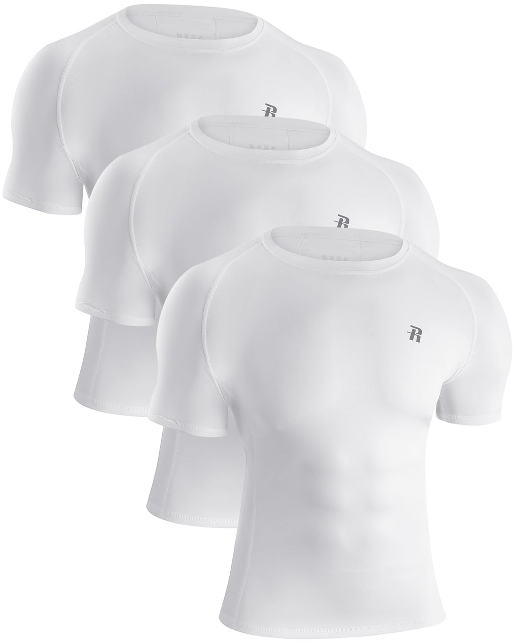 Runhit 3 Pack Men's Compression Shirts Short Sleeve Athletic T Shirt Cool Dry Workout Tops Sports Base Layer Undershirt
