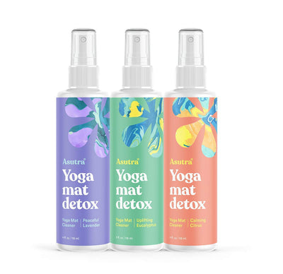 ASUTRA Yoga Mat Cleaner Spray (Energizing Peppermint), 4 fl oz - No Slippery Residue, Organic Essential Oils, Deep-Cleansing for Fitness Gear & Gym Equipment, Microfiber Towel Included