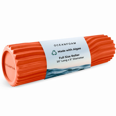 Oceanfoam Tidal Roller - Natural - Muscle Massage Foam Roller for Back Pain & Stretching - Firm and Ergonomic Wide Wave Textured - Yoga, Athletics, & Wellness - Full Size, 20" x 5"