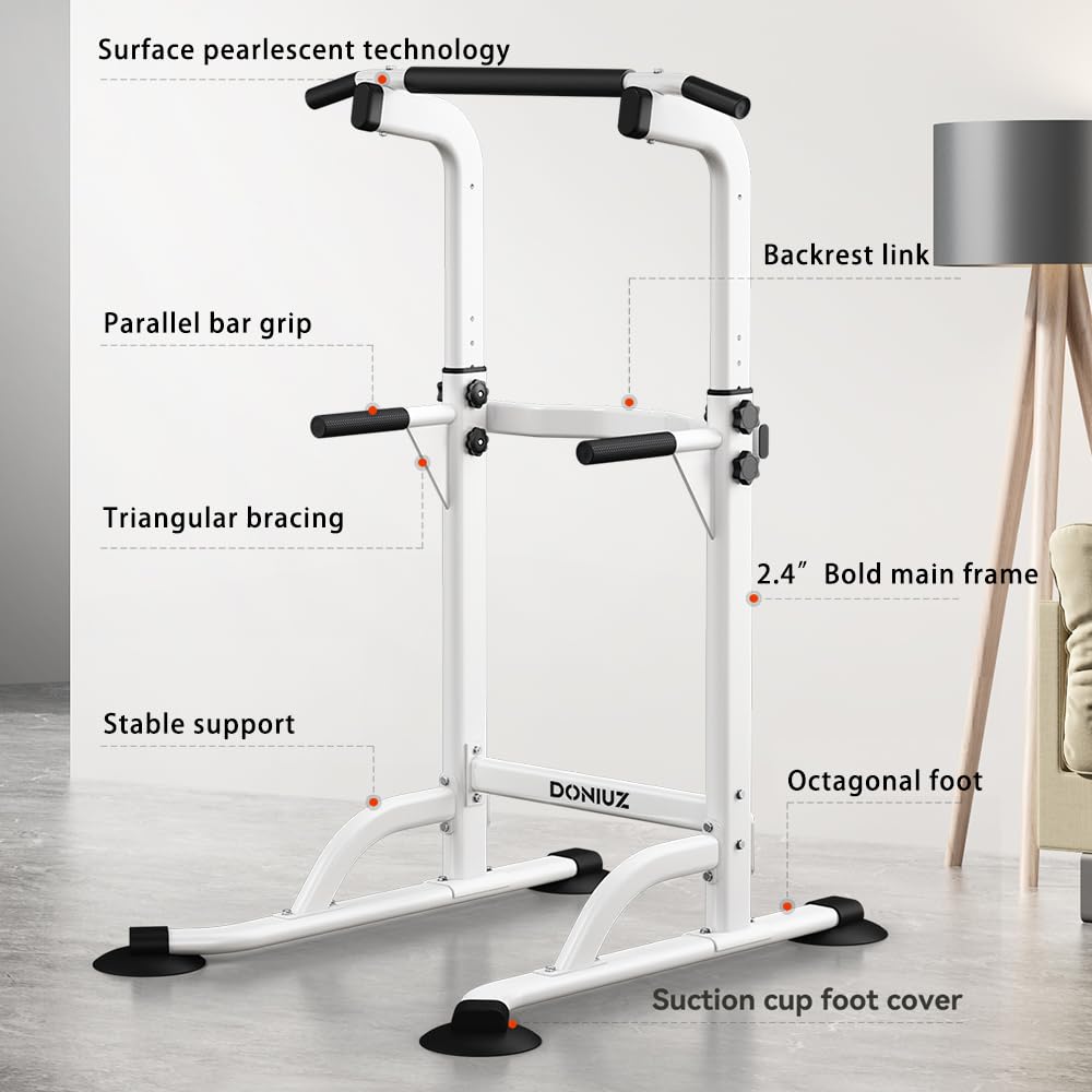 Power Tower Pull Up Bar and Dip Station, Multi-Function Home Gym, Strength Training Fitness Equipment, Height Adjustable