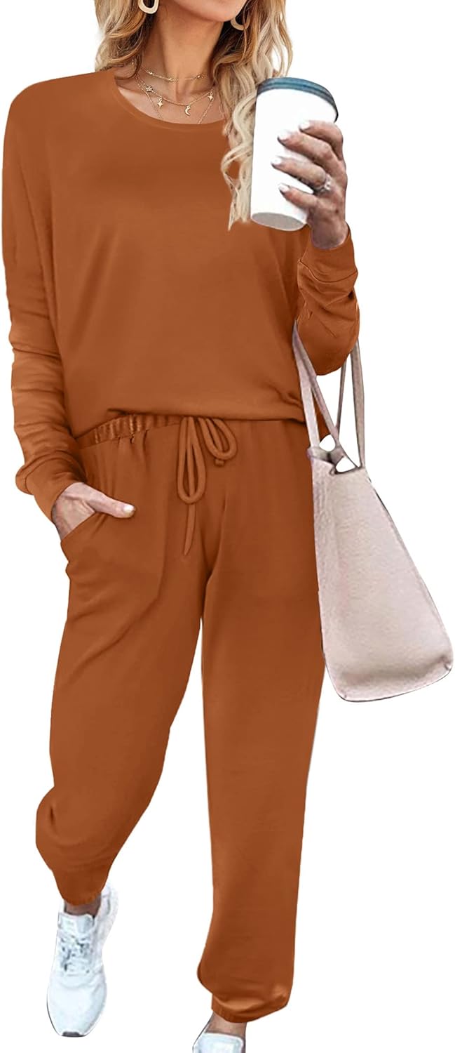 Aloodor Sweatsuit for Women 2 Piece Outfits for Womens Crewneck Sweatshirts Pullover