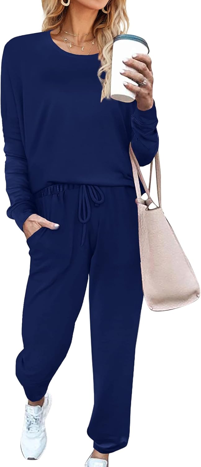 Aloodor Sweatsuit for Women 2 Piece Outfits for Womens Crewneck Sweatshirts Pullover