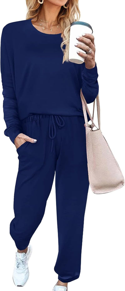 Aloodor Sweatsuit for Women 2 Piece Outfits for Womens Crewneck Sweatshirts Pullover