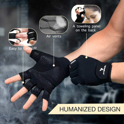 ATERCEL Workout Gloves for Men and Women, Exercise Gloves for Weight Lifting, Cycling, Gym, Training, Breathable and Snug fit