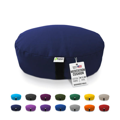 BEAN PRODUCTS Zafu Meditation Pillows for Sitting on Floor, Yoga Cushion, Cotton/Buckwheat fill Yoga Pillow, Zafu Meditation Cushion, Zen Kneeling Prayer Pad- MADE IN USA - 14" ROUND - SAFFRON