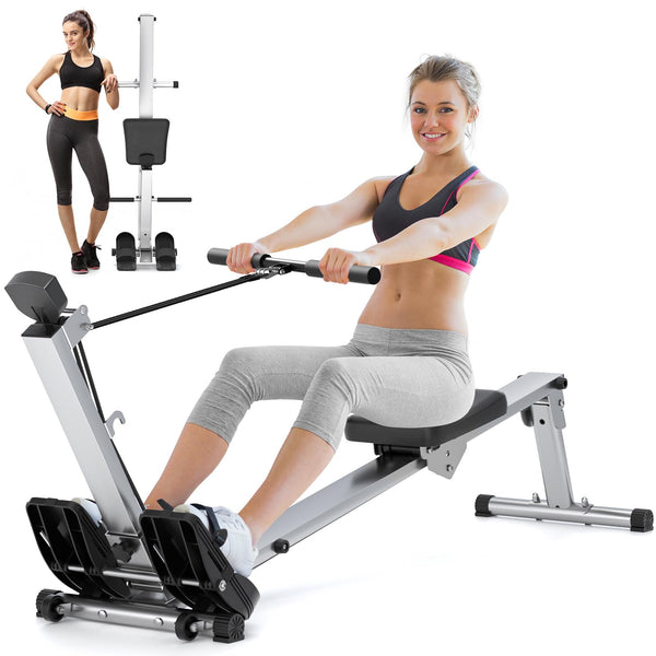 Rowing Machine for Home Use, LUBBYGIM Rowing Machine Foldable Rower with LCD Monitor - Hyper-Quiet & Smooth - 2024 Upgraded Version with 300LBS Loading Capacity