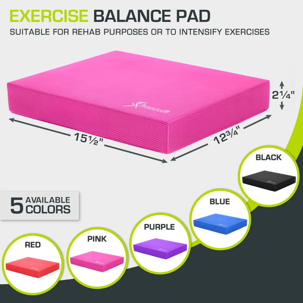 ProsourceFit Exercise Balance Pad – Large Cushioned Non-Slip Foam Mat & Knee Pad for Fitness, Stability Training, Physical Therapy, Yoga 15"x19"