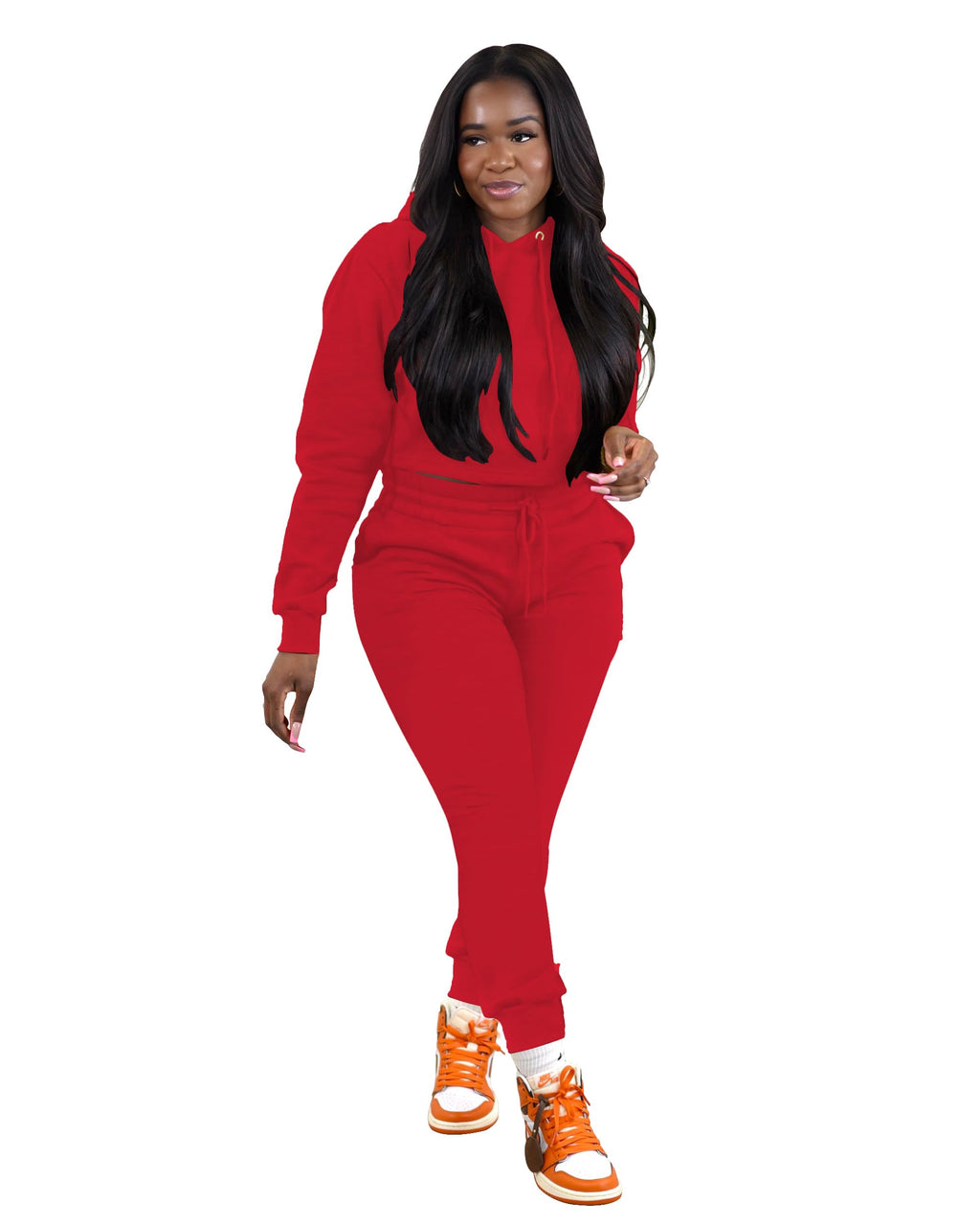 TOPSRANI Womens Two Piece Outfits Bodycon Tracksuit Sweatsuits Hoodie Solid Jogger Biker Workout Lounge Long Sleeve Pant Sets