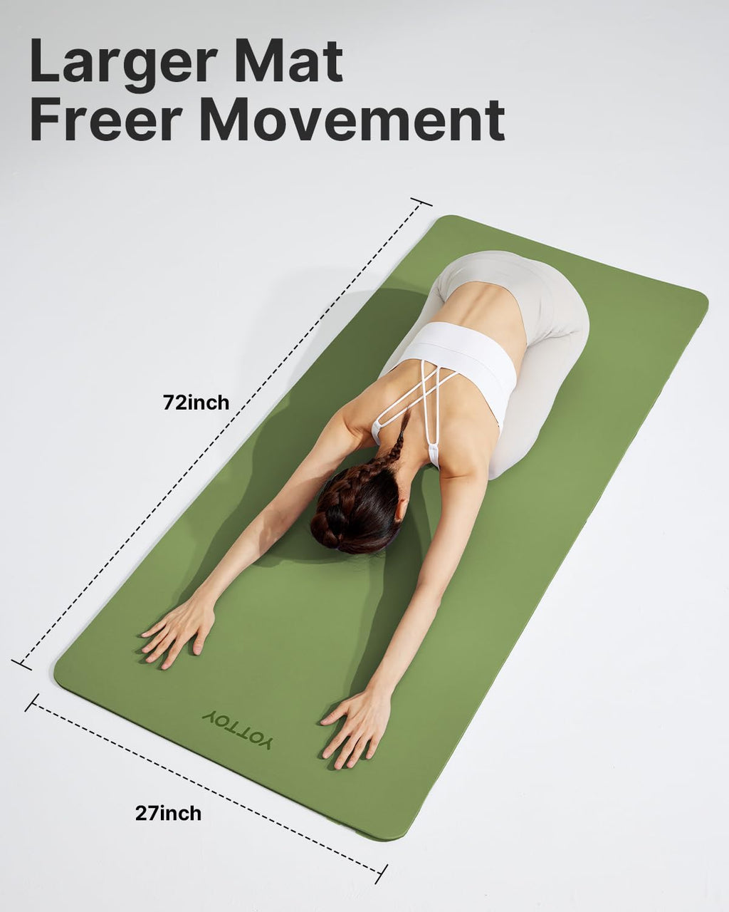 YOTTOY Yoga Mat,Non-Slip Hot Yoga Mat with Anti-Tear Design and Friendly Natural Rubber Mat with Strap and Bag