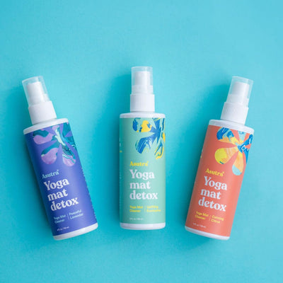 ASUTRA Yoga Mat Cleaner Spray (Energizing Peppermint), 4 fl oz - No Slippery Residue, Organic Essential Oils, Deep-Cleansing for Fitness Gear & Gym Equipment, Microfiber Towel Included