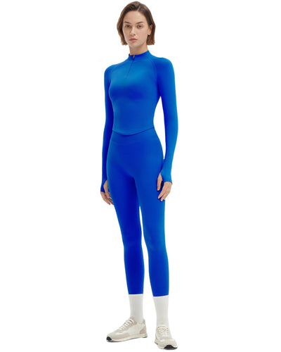 SUUKSESS Workout Sets for Women 2 Piece Seamless Long Sleeve Yoga Outfits Active Leggings Half Zippy Jacket Gym Set