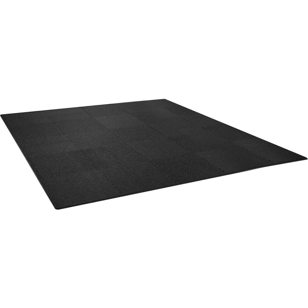 VEVOR 0.56Inch 48sq.ft 12 Tiles Gym Flooring for Home Gym, Rubber Top with High Density EVA Foam, 25 x 25In Gym Floor Exercise Equipment Mats, Interlocking Gym Mats, Puzzle Workout Mats, Black & Gray