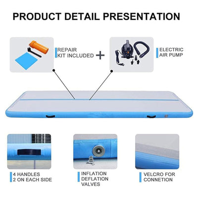 DAIRTRACK Inflatable Gymnastics Air Mat 10ft/13ft/16ft/20ft Tumble Track Tumbling Mats for Home Use/Gym/Training/Cheerleading/Yoga/Water