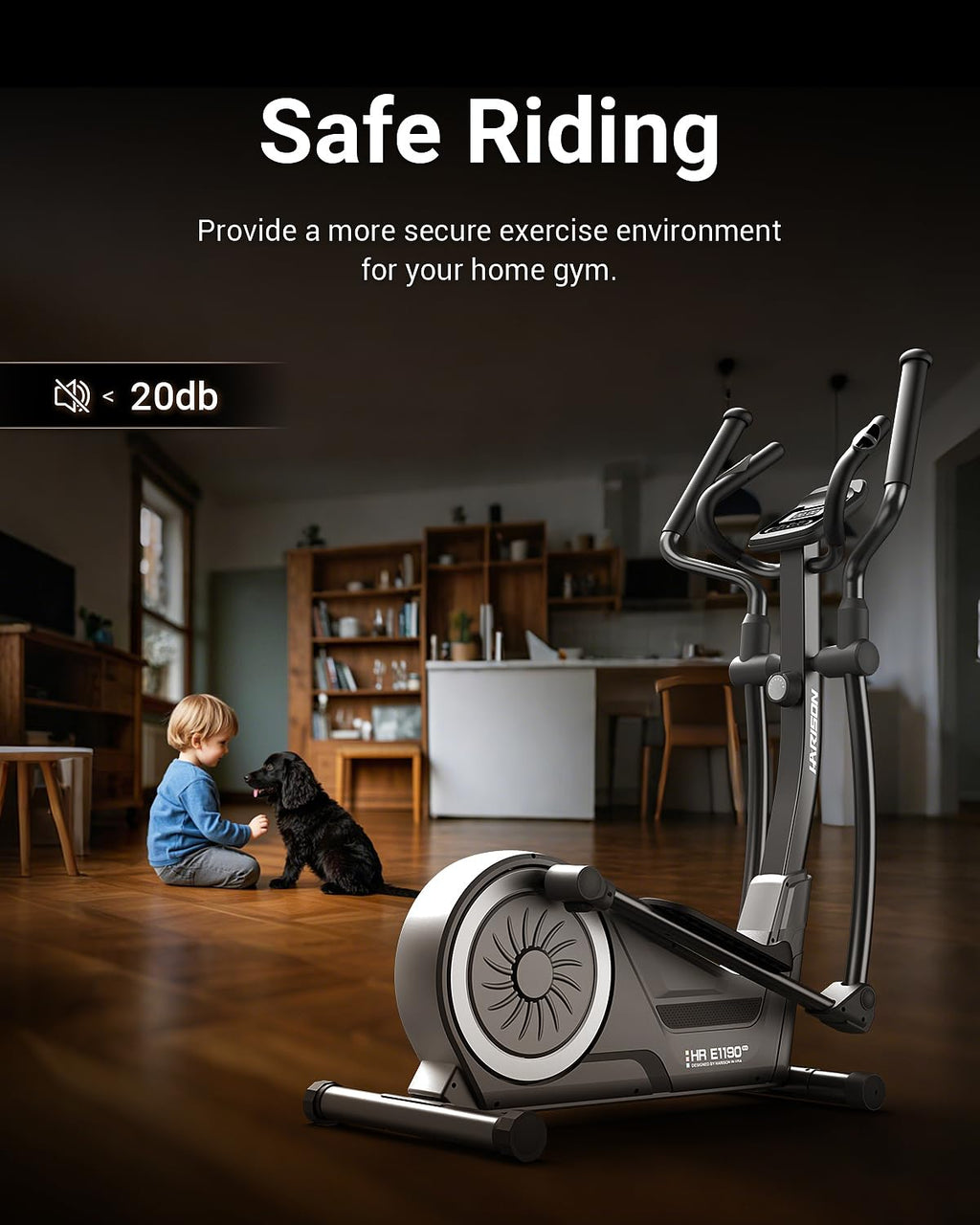 HARISON Elliptical Machine for Home 350 LBS Capacity, Magnetic Elliptical Exercise Machine with 16-Level Resistance Control, Elliptical Trainer