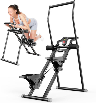 Stair Stepper & Ab Machine by SEWD, 2-in-1 Cardio Workout Equipment with Adjustable Handlebar & Large Pedals, 90% Pre-Assembled Fitness Equipment, Quickly Switch from Stepper to Abdominal Machine