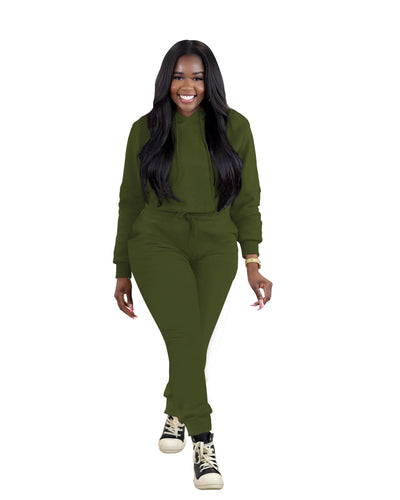 TOPSRANI Womens Two Piece Outfits Bodycon Tracksuit Sweatsuits Hoodie Solid Jogger Biker Workout Lounge Long Sleeve Pant Sets