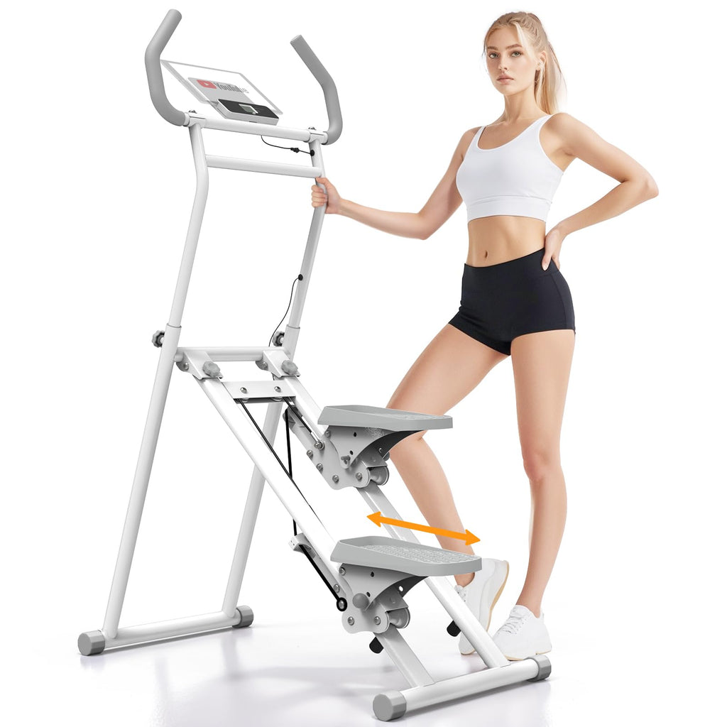 MACYO Stair Stepper for Home Workout - Full-Size Foot Pedals with Tablet Holder, Foldable Stepping Climbers, Easy Assembly, Compact Design for Cardio & Leg Training