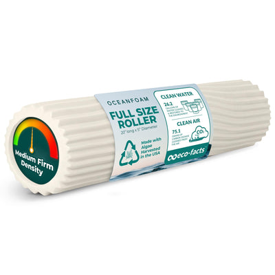 Oceanfoam Tidal Roller - Natural - Muscle Massage Foam Roller for Back Pain & Stretching - Firm and Ergonomic Wide Wave Textured - Yoga, Athletics, & Wellness - Full Size, 20" x 5"