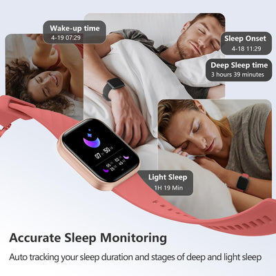 FITVII Health & Fitness Tracker (Answer/Make Calls), Smart Watch with 24/7 Heart Rate and Blood Pressure, Sleep Tracking, Blood Oxygen Monitor, 120+ Sport Modes Activity Tracker for Women Men