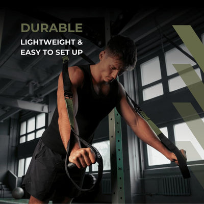 THYSOL® Resistance Trainer Pro Xtreme Straps Army | Sling Trainer Set with Adjustable Door Anchor | Fitness Home Workouts - Suitable for Travelling & for Training Indoor & Outdoor