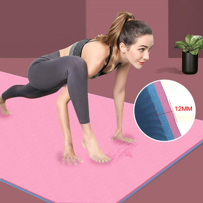 Hatha Yoga Extra Thick TPE Yoga Mat - 72"x 32" Thickness 1/2 Inch -Eco Friendly SGS Certified - With High Density Anti-Tear Exercise Bolster For Home Gym Travel & Floor Outside