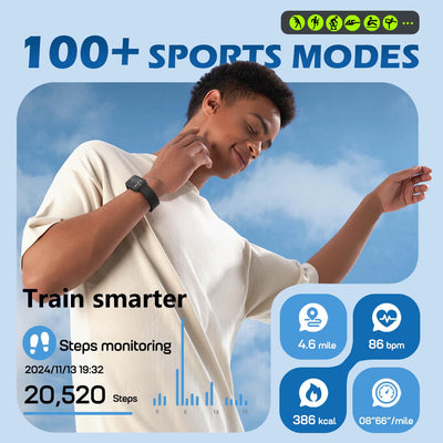 MorePro Health Fitness Tracker with Blood oxy-gen Monitor and 24/7 Heart Rate and Blood Pressure, Sleep Monitor, 120+ Sport Modes Waterproof Fitness Watch for Women Men Android iOS, Black