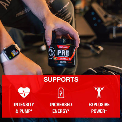 Honey Badger Pre Workout Powder, Keto Vegan Preworkout for Men & Women, Beta Alanine & Caffeine, Sugar Free Natural Energy Supplement, Wild Berry, 30 Servings
