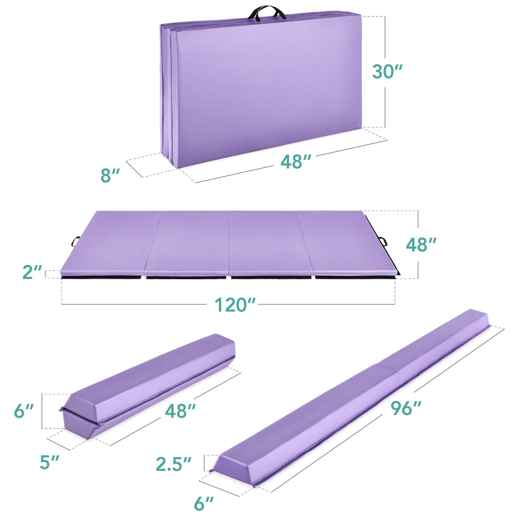 Best Choice Products 10ftx4ftx2in Folding Gym Mat 4-Panel Exercise Gymnastics Aerobics Workout Fitness Floor Mats w/Carrying Handles