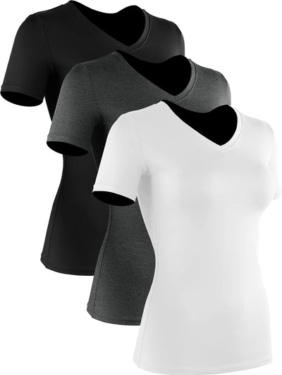 CADMUS 3/4/5 Pack Women's Compression Shirt Running Athletic T-Shirts Workout Tops Baselayer Short Sleeve Yoga Gym Sports