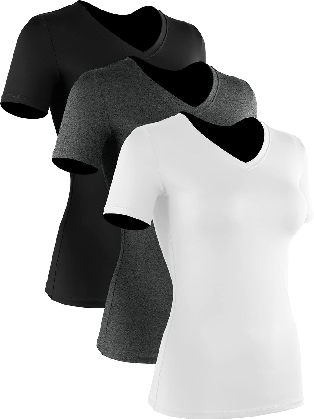 CADMUS 3/4/5 Pack Women's Compression Shirt Running Athletic T-Shirts Workout Tops Baselayer Short Sleeve Yoga Gym Sports