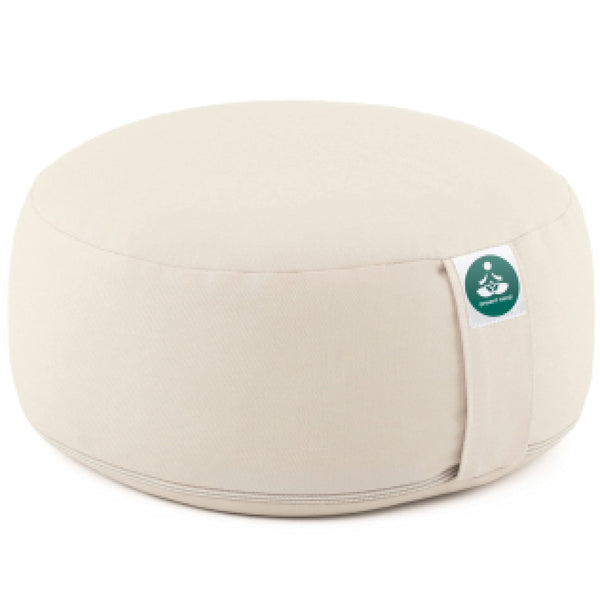 (Height 6.5") Round Zafu Yoga Bolster for Gymnastics & Meditation Made in the EU - Light Beige 100% Natural Cotton Yoga Meditation Buckwheat Meditation Cushion with Washable Covers