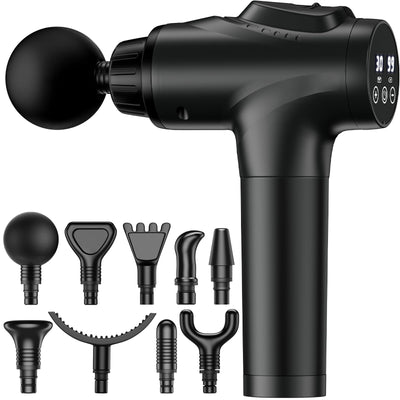 Massage Gun, Muscle Massage Gun for Athletes Handheld Electric Deep Tissue Back Massager, Percussion Massage Device for Pain Relief with 30 Speed Levels 9 Heads