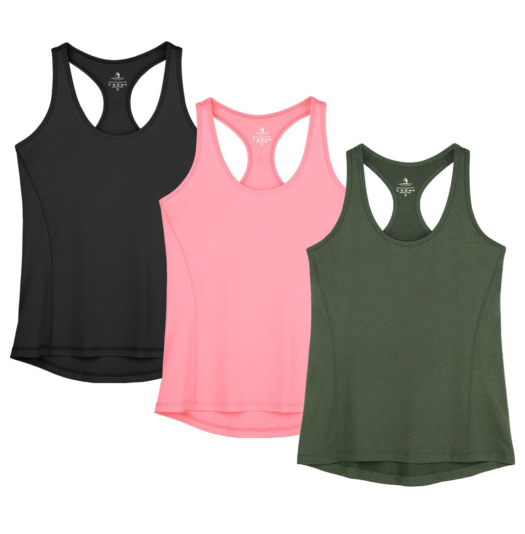 icyzone Women's Racerback Workout Athletic Running Tank Tops (Pack of 3)