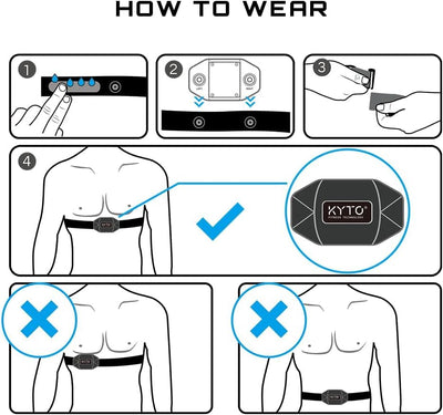 KYTO Heart Rate Monitor Chest Strap, ANT+/ Bluetooth, Compatible with iOS/Android APPs, Cycling/Yoga/Basketball/Running/Fitness Exercise/Boxing