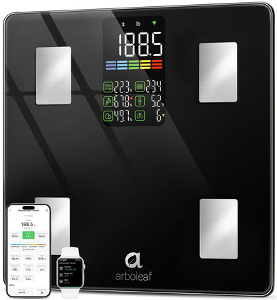Arboleaf Smart Scale with BMI, Body Fat, Muscle Mass, 14 Composition Metrics, Large LED Display, Digital Bathroom Scale for Weight, Accurate Weighing Machine, App Sync, 500lbs, 11.8"