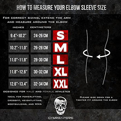 Gymreapers Elbow Sleeves for Weightlifting Powerlifting and Bench Press Support and Compression for Tendonitis Pain Relief 5mm Neoprene Training Gear for Men and Women