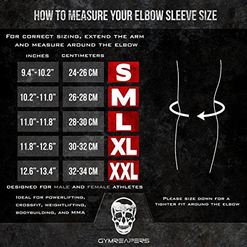 Gymreapers Elbow Sleeves for Weightlifting Powerlifting and Bench Press Support and Compression for Tendonitis Pain Relief 5mm Neoprene Training Gear for Men and Women