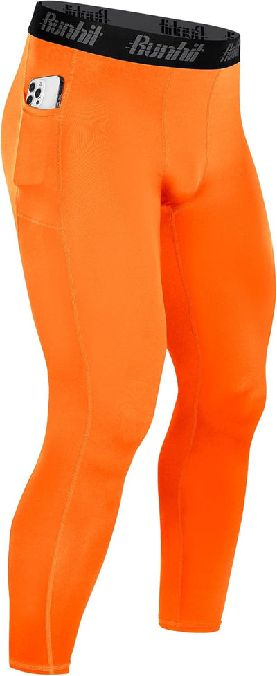 Runhit Mens Compression Pants Running Tights Pockets Sports Leggings Spandex Workout Cycling Athletic Thermal