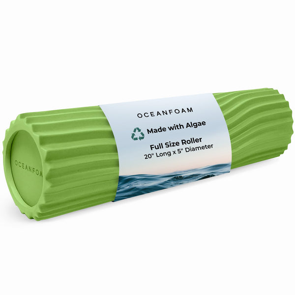 Oceanfoam Tidal Roller - Natural - Muscle Massage Foam Roller for Back Pain & Stretching - Firm and Ergonomic Wide Wave Textured - Yoga, Athletics, & Wellness - Full Size, 20" x 5"