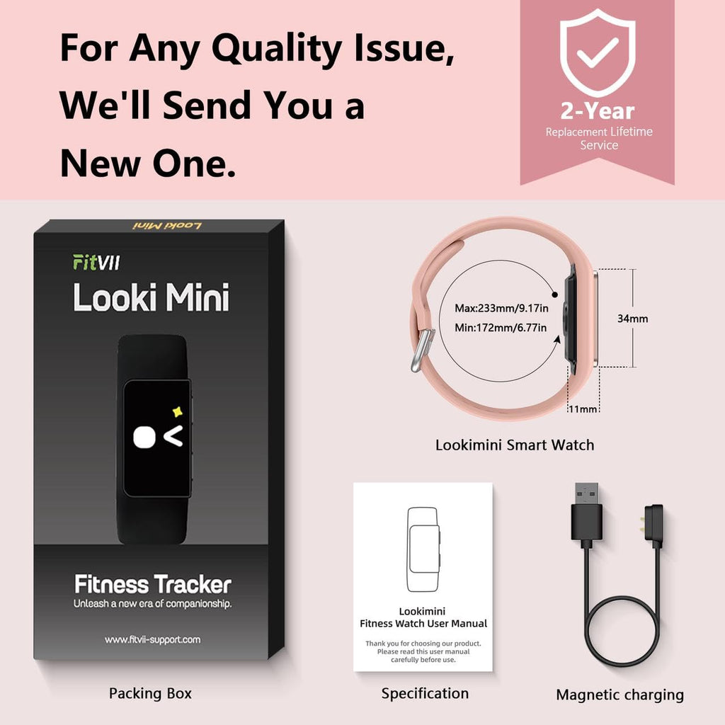 FITVII Slim Fitness Trackers, Fitness Watch with 24/7 Heart Rate, Blood Pressure, Blood Oxygen, Stress Monitor, AMOLED Activity Tracker Step Calorie Counter, IP68 Waterproof Smart Watch for Women Men