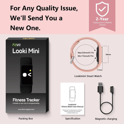 FITVII Slim Fitness Trackers, Fitness Watch with 24/7 Heart Rate, Blood Pressure, Blood Oxygen, Stress Monitor, AMOLED Activity Tracker Step Calorie Counter, IP68 Waterproof Smart Watch for Women Men