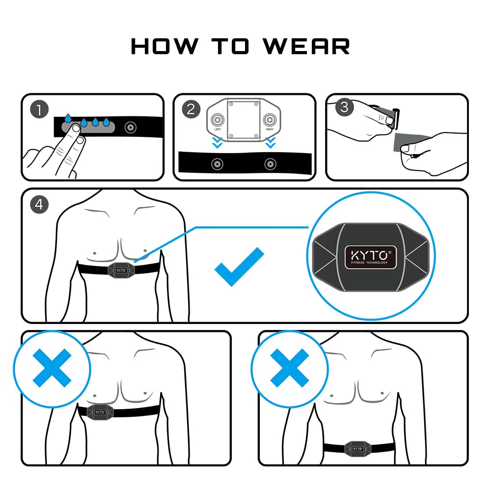 KYTO Heart Rate Monitor Chest Strap, ANT+/ Bluetooth, Compatible with iOS/Android APPs, Cycling/Yoga/Basketball/Running/Fitness Exercise/Boxing