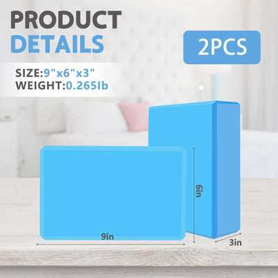 9"x6"x3" Yoga Blocks, Soft Non-Slip Surface Premium Foam Blocks, Supportive, Lightweight, Odor Resistant, Yoga Accessories for Pilates Meditation General Fitness Stretching Toning