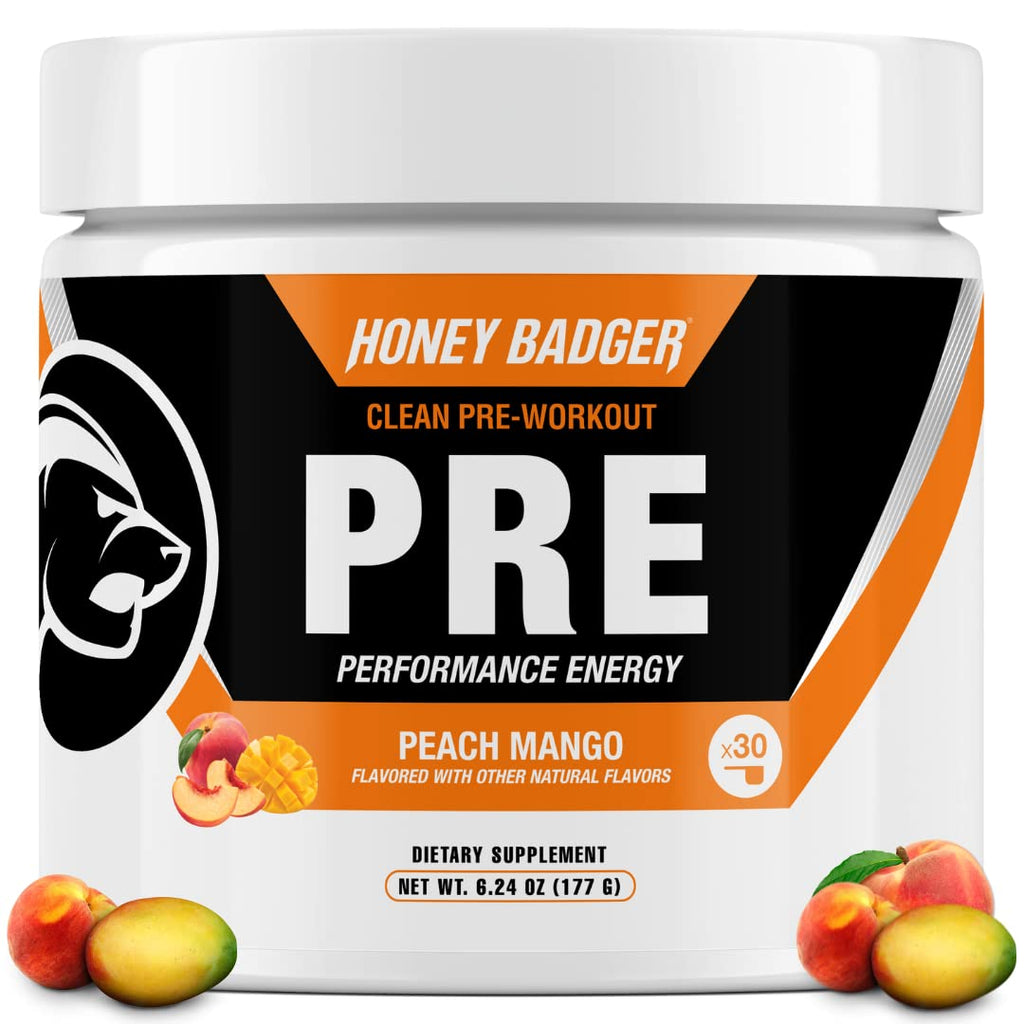 Honey Badger Pre Workout Powder, Keto Vegan Preworkout for Men & Women, Beta Alanine & Caffeine, Sugar Free Natural Energy Supplement, Wild Berry, 30 Servings