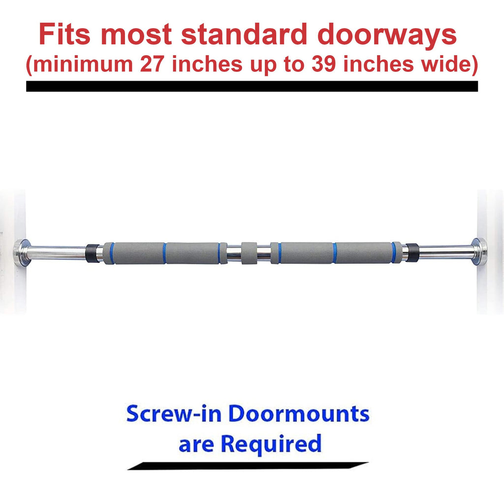 Garren Fitness Maximiza Pull Up Bar for Doorway - 27 to 39 Inches Adjustable Width Pullup Bar/Chin up Bar with 3 Sets of Screw-in Heavy-Duty Door-Mounts