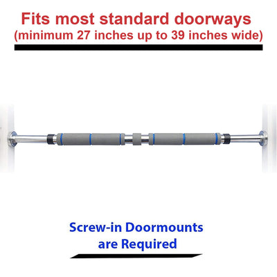 Garren Fitness Maximiza Pull Up Bar for Doorway - 27 to 39 Inches Adjustable Width Pullup Bar/Chin up Bar with 3 Sets of Screw-in Heavy-Duty Door-Mounts