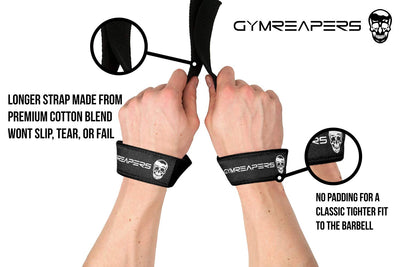 Gymreapers Lifting Wrist Straps for Weightlifting, Bodybuilding, Powerlifting, Strength Training, & Deadlifts - Padded Neoprene with 18 inch Cotton