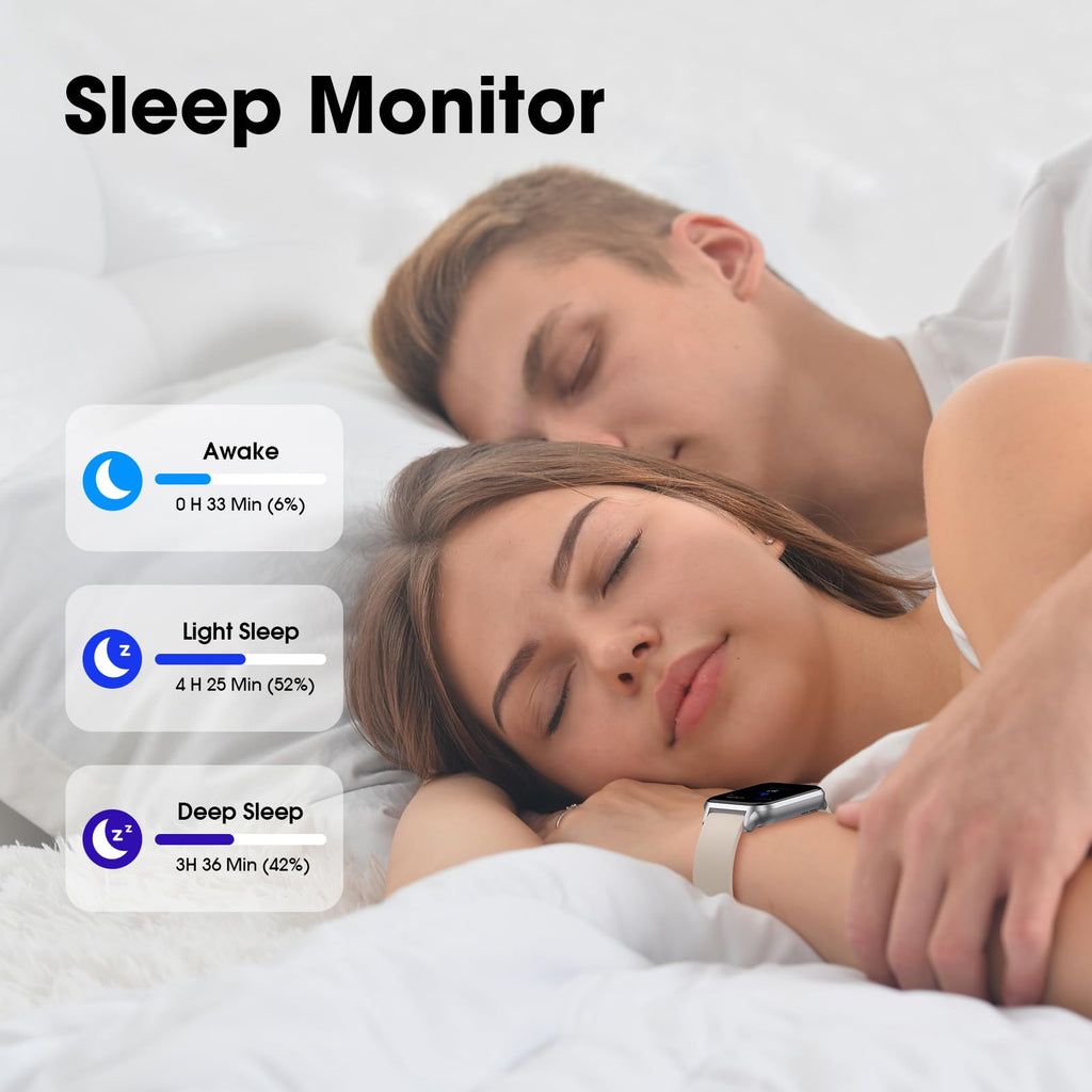 Smart Watch No App/Phone Required,42mm Smartwatch for Women Men,Fitness Tracker Watch with Heart Rate Monitor, Sleep Tracker, Pedometer,Step Counter,IP68 Waterproof, for Android iOS Phones